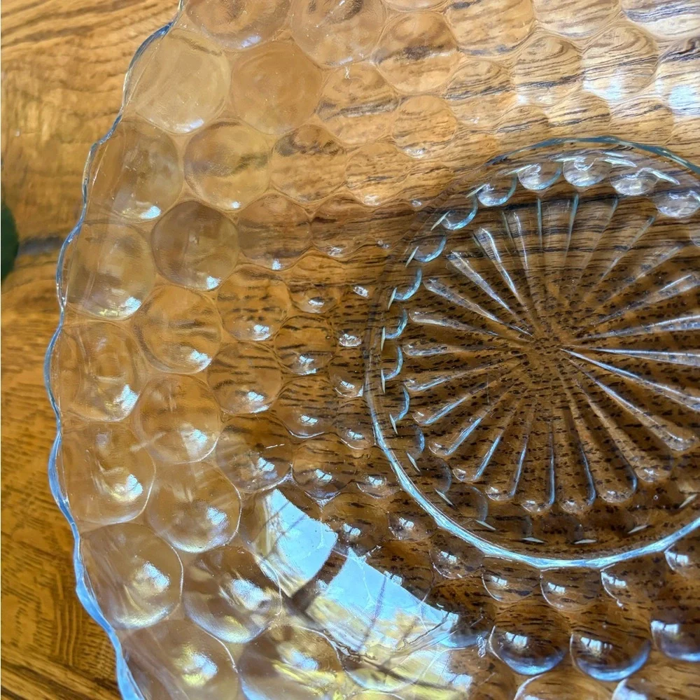 Vintage Glass Bubble Bowl- hint of blue-